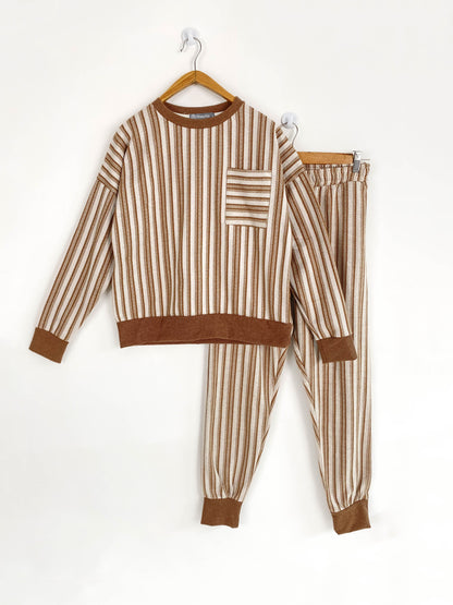 Dashed Striped Women Pant Set